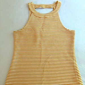Anthropology Cream and Mustard striped tank shirt